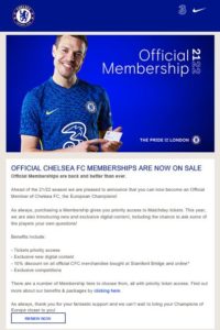 Chelsea membership 2021/2022